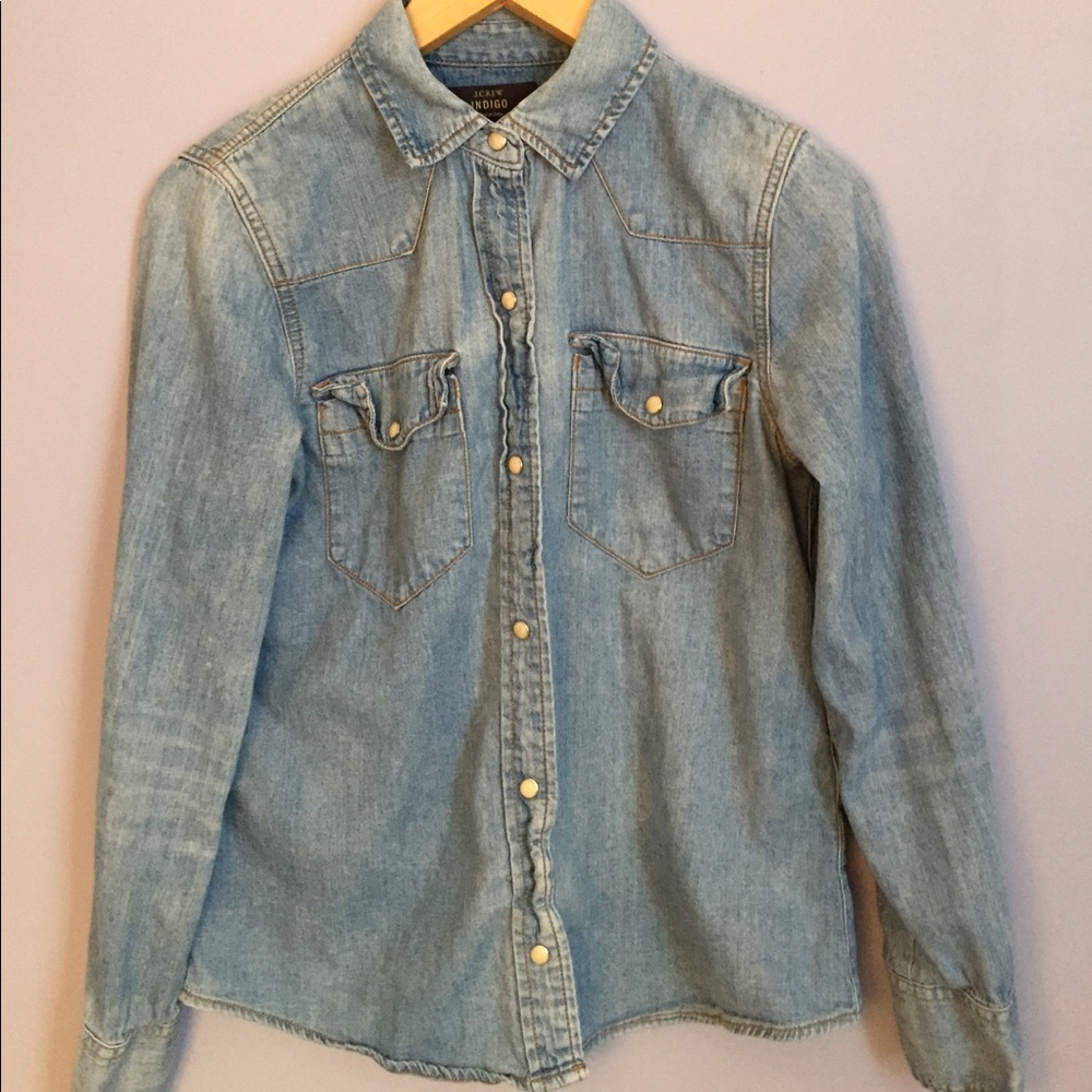 J Crew size 6 denim button down shirt